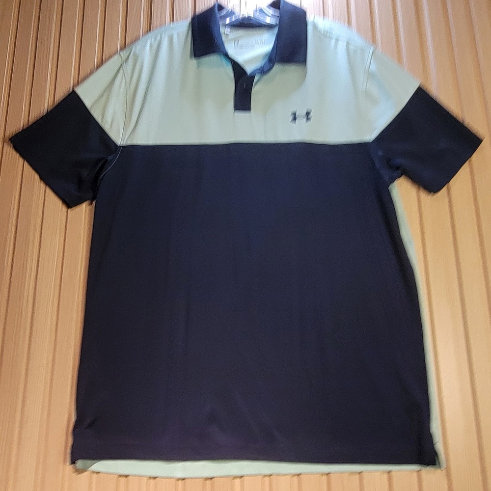 Under Armour Mens Loose Fit Polo Shirt Colorblock Navy Light Blue Large